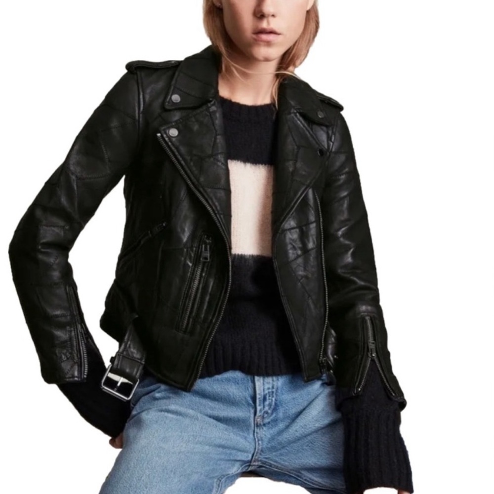Allsaints Balfern Patch Leather Jacket